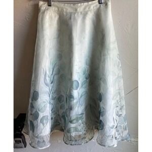 Rachel Zoe High Waist Sheer Whimsical Botanical Circle Skirt Midi Sz M Fairycore